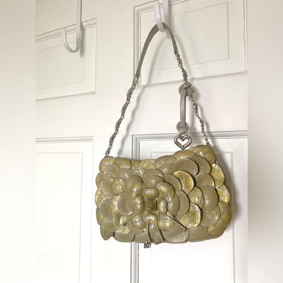 Brighton Leather Rosalie 3D Rose Flower Shoulder Handbag, Embellish Silver Strap - Picture 4 of 16